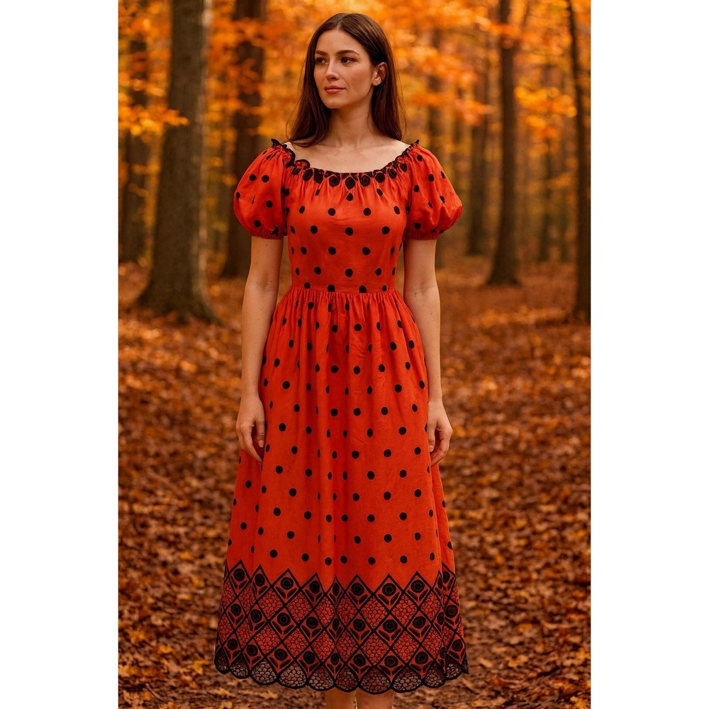 Lord & Taylor Dress Goblincore Milkmaid Forest Fairy England Made Midi Twee